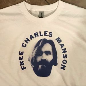 Mens Large Free Charles Manson Tee Retro Vintage Punk Rock